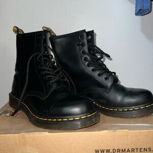 Dr. Martens Black Boots with Yellow Stitching